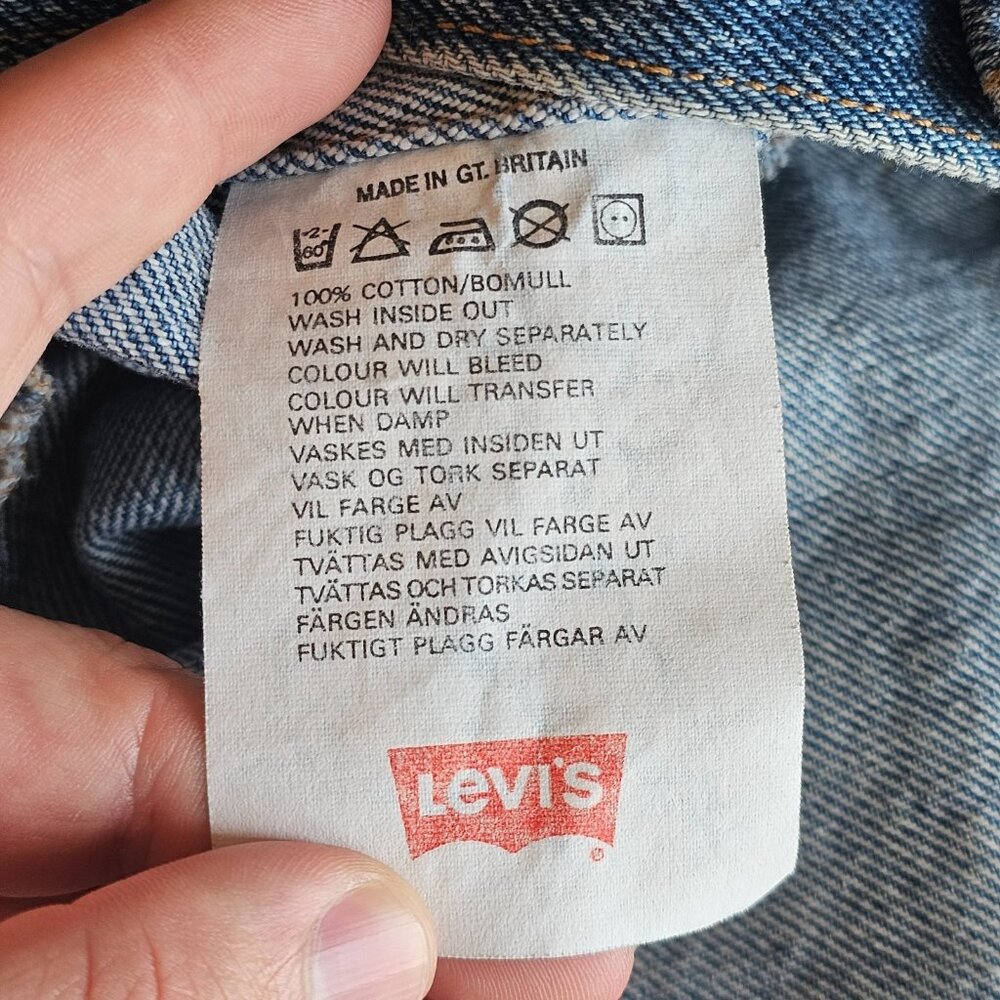 Vtg Levis Jean Jacket M Britain Hard Rock London Denim 70503-02 Trucker 80s 90s - Picture 4 of 14